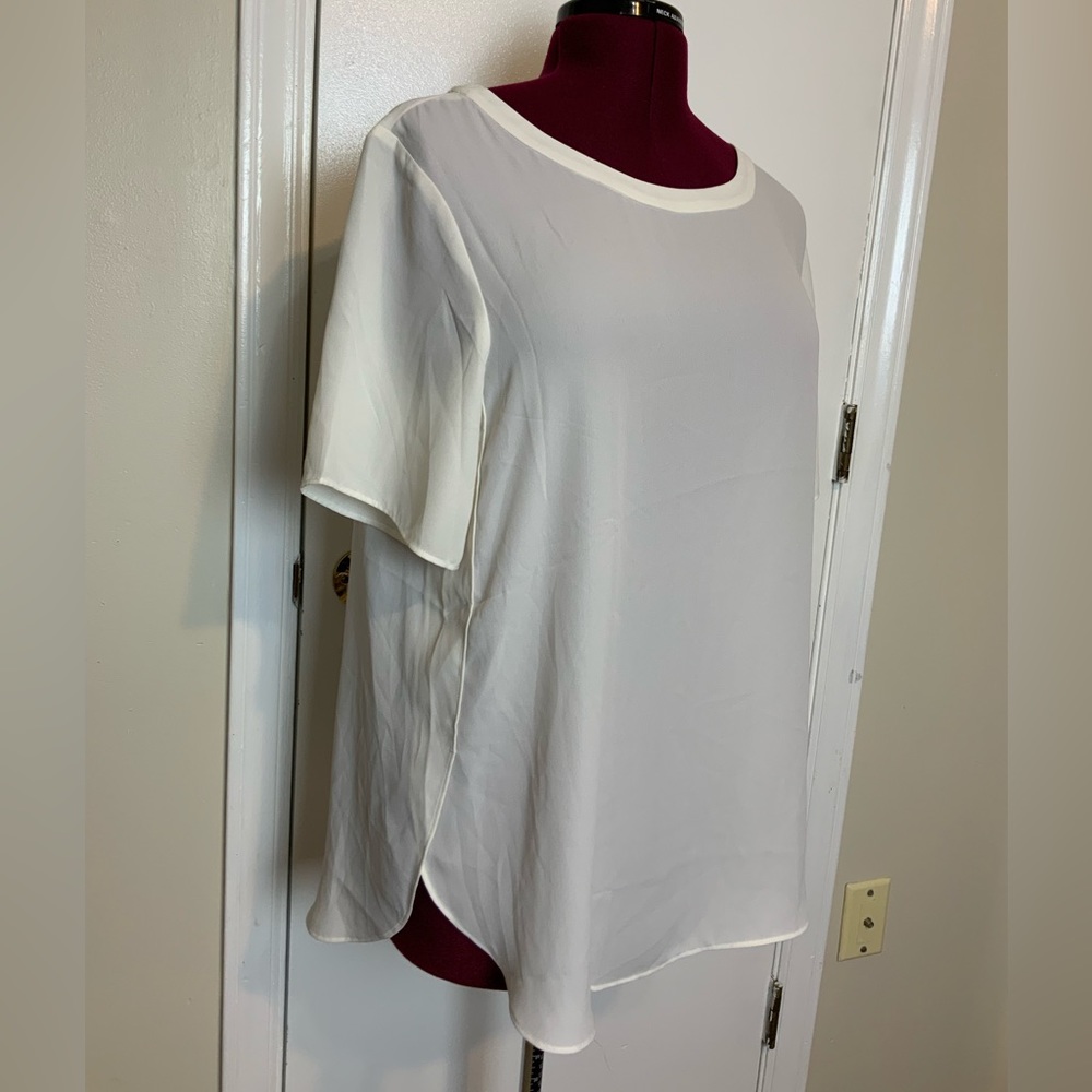 NWT Banana Republic Ivory Short Sleeves Crew Neck Sheer Top